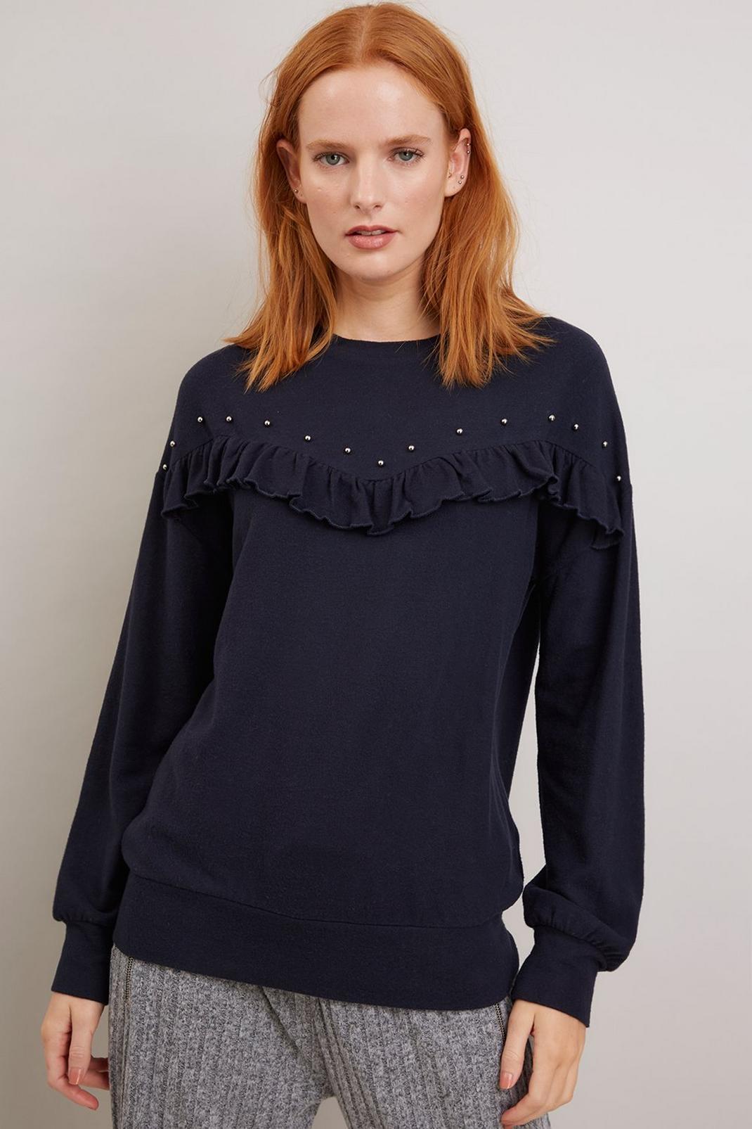 Navy Frill Stud Top image number 1