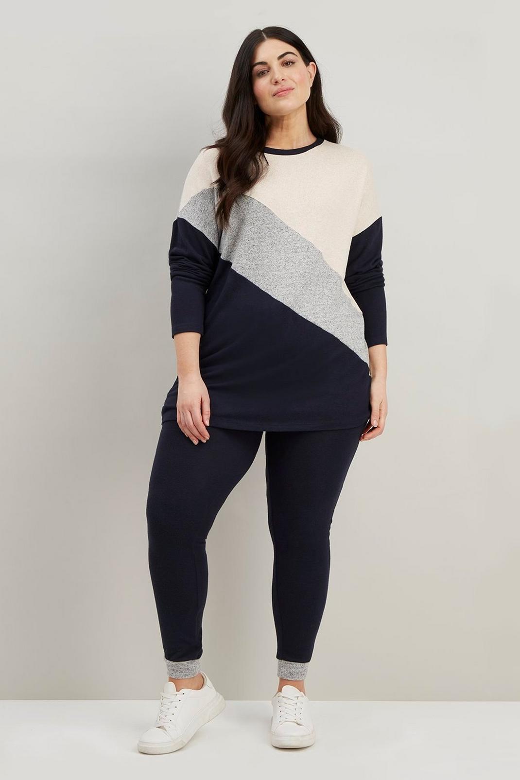 Curve Navy Colour Block Top image number 1