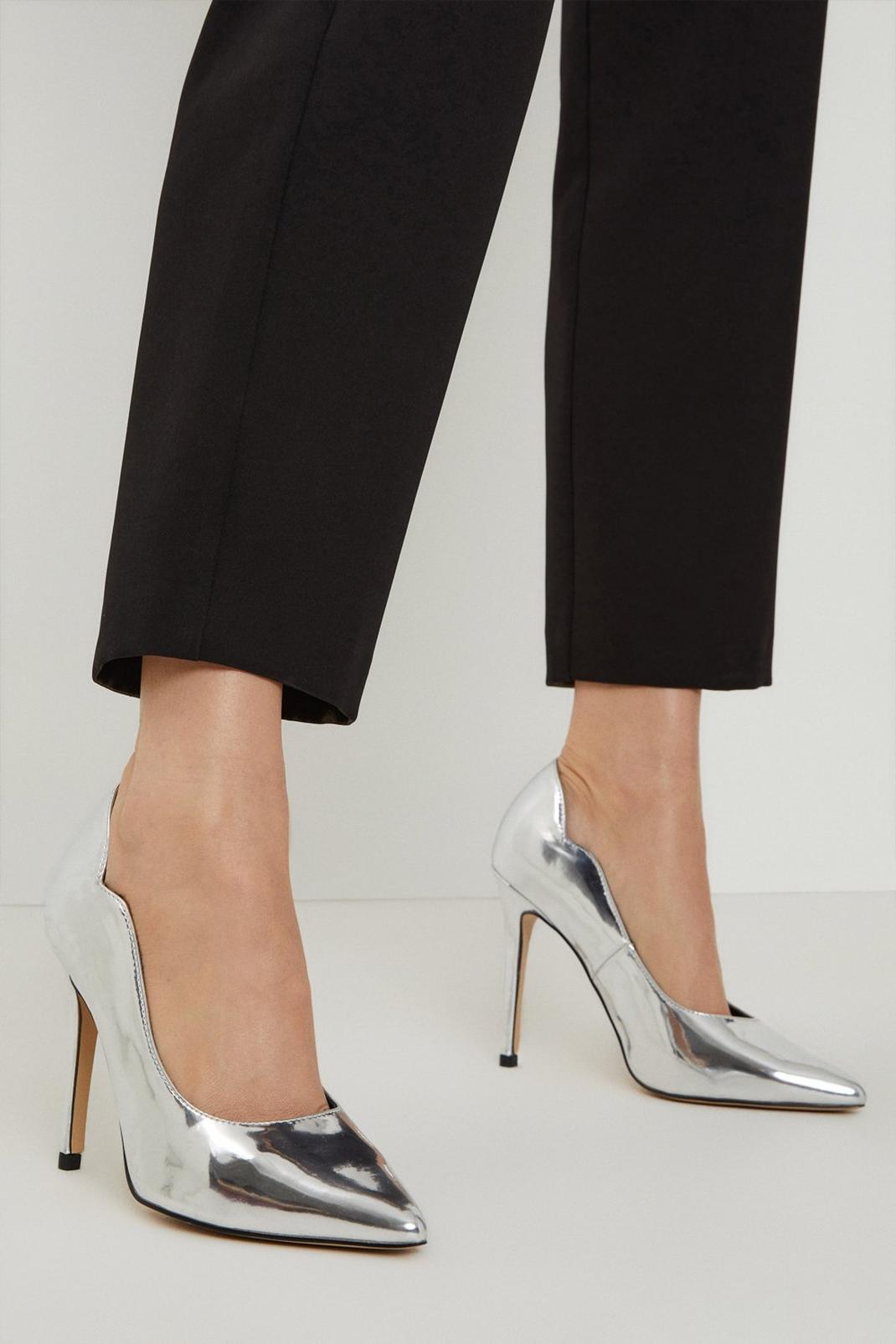 Silver Ella Pointed Court Shoes image number 1