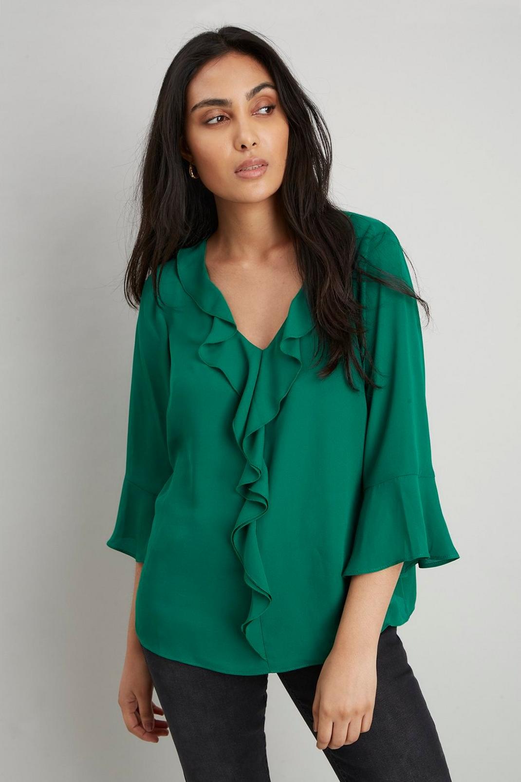 130 Petite Woven Ruffle Blouse image number 1