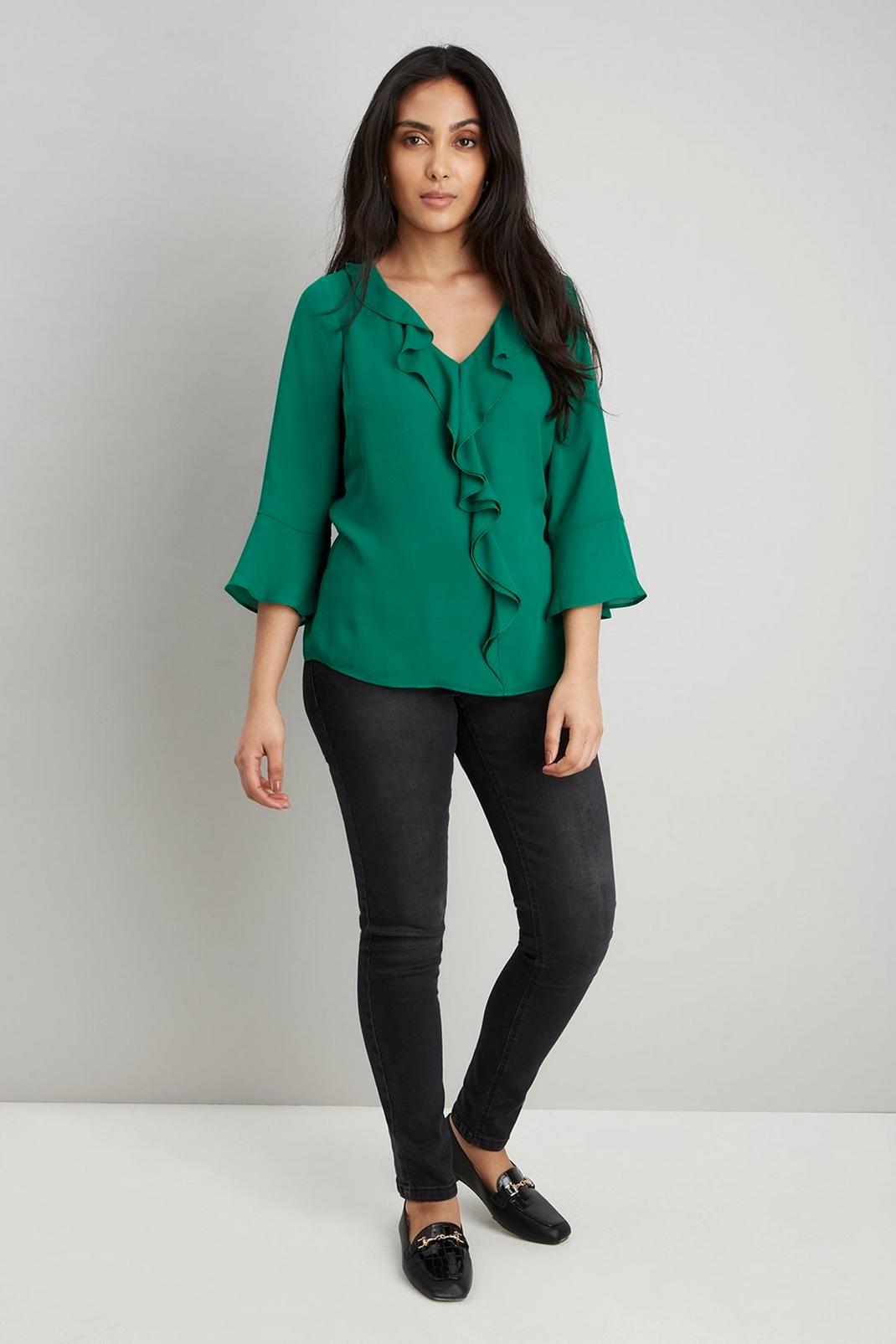 130 Petite Woven Ruffle Blouse image number 2