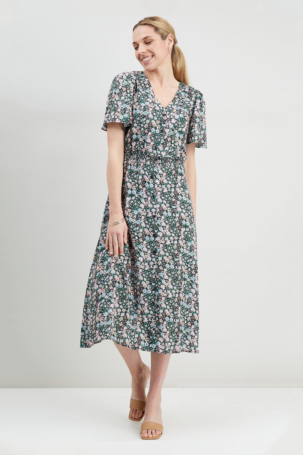 ditsy floral button through dress