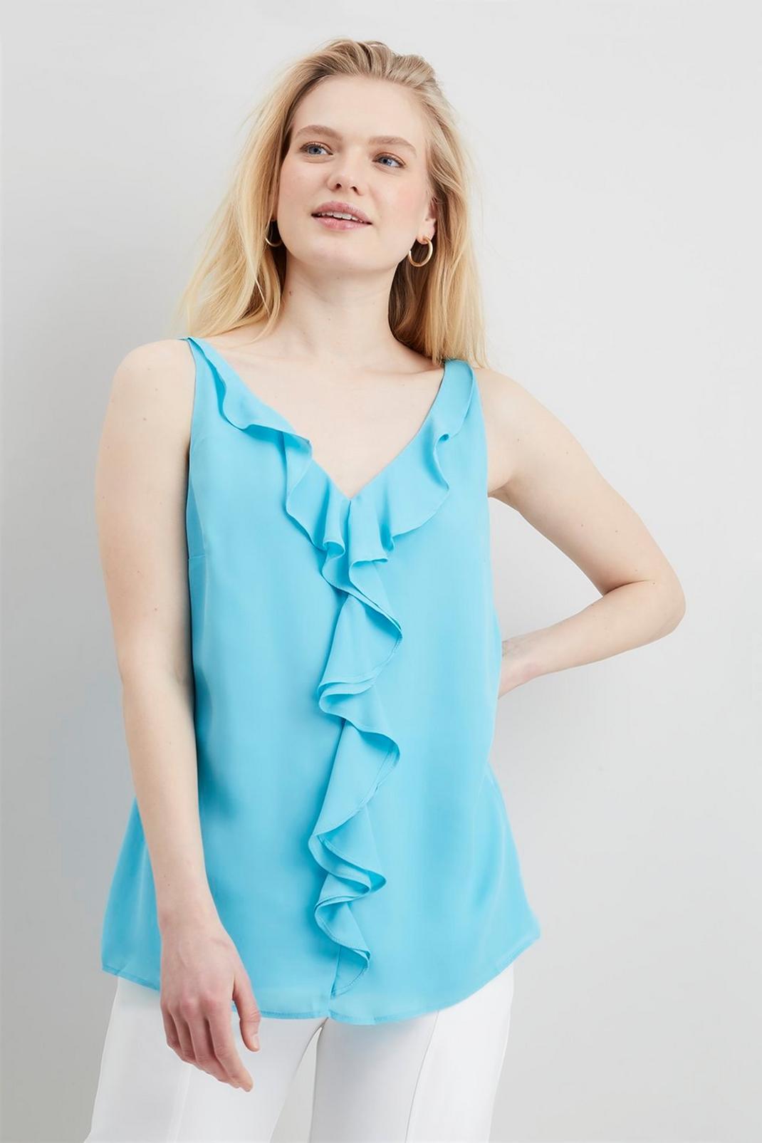Blue Ruffle Front Cami Top image number 1