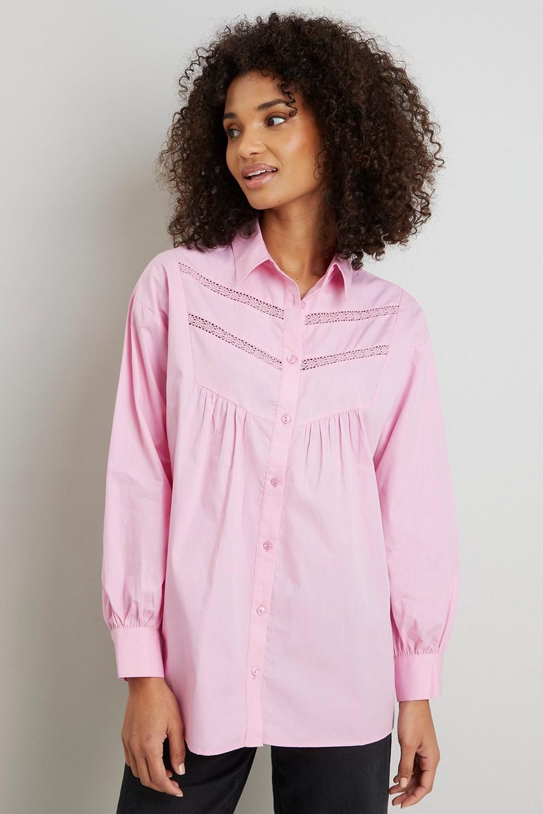 Pink Cotton Poplin Long Line Shirt image number 1