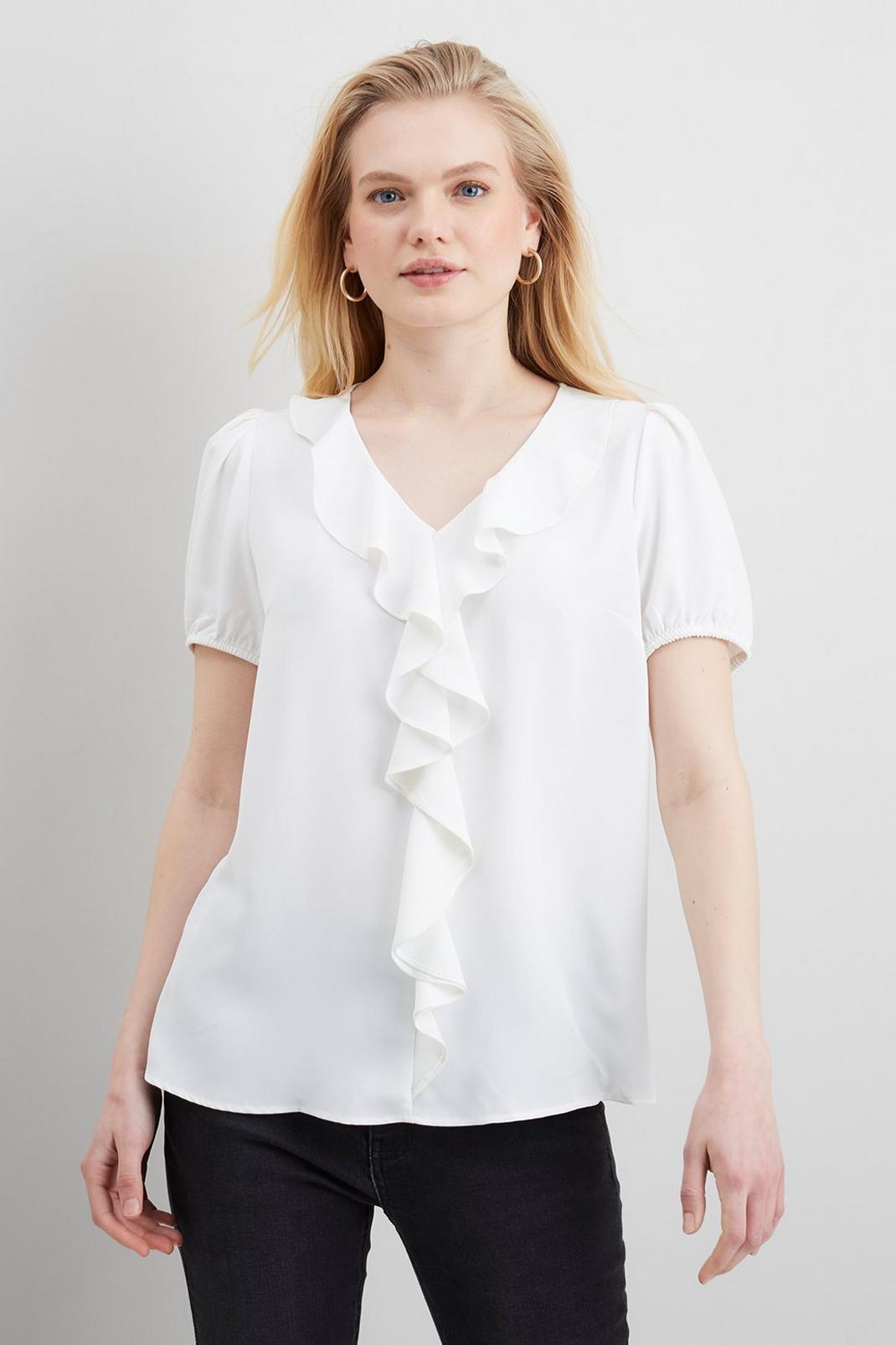 Ivory Petite Ruffle Shell Top image number 1