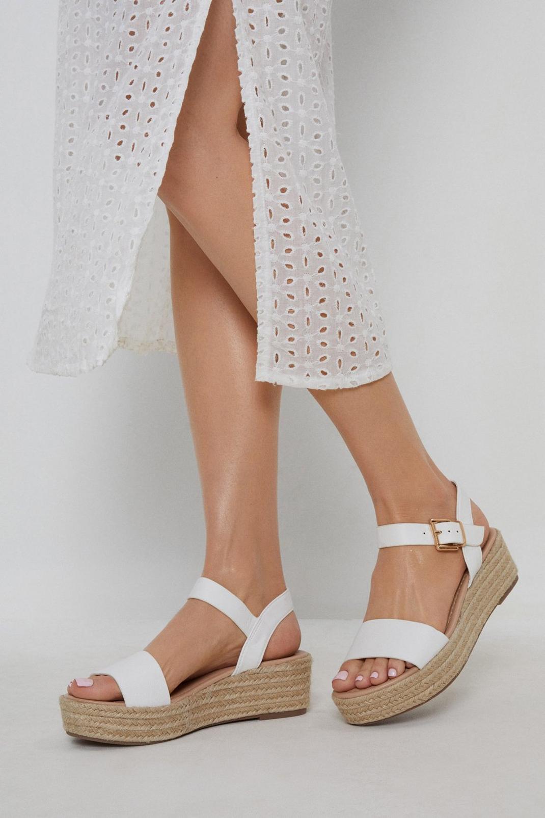 White Remi Double Strap Wedge Sandals image number 1