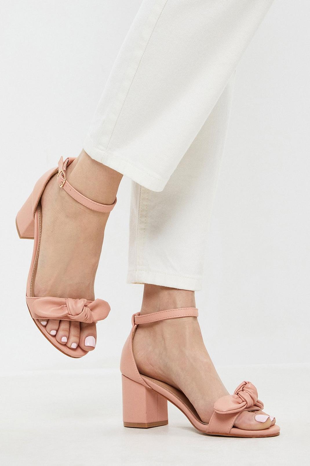 Peach Serenity Bow Detail Heeled Sandal image number 1