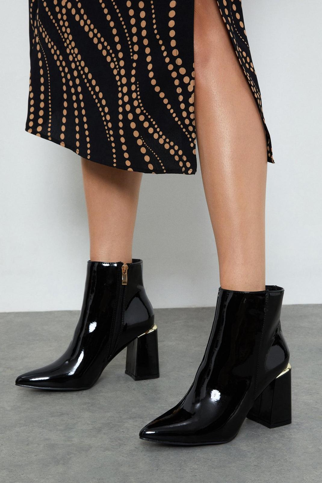 Black Amy Clip Detail Block Heeled Ankle Boot image number 1