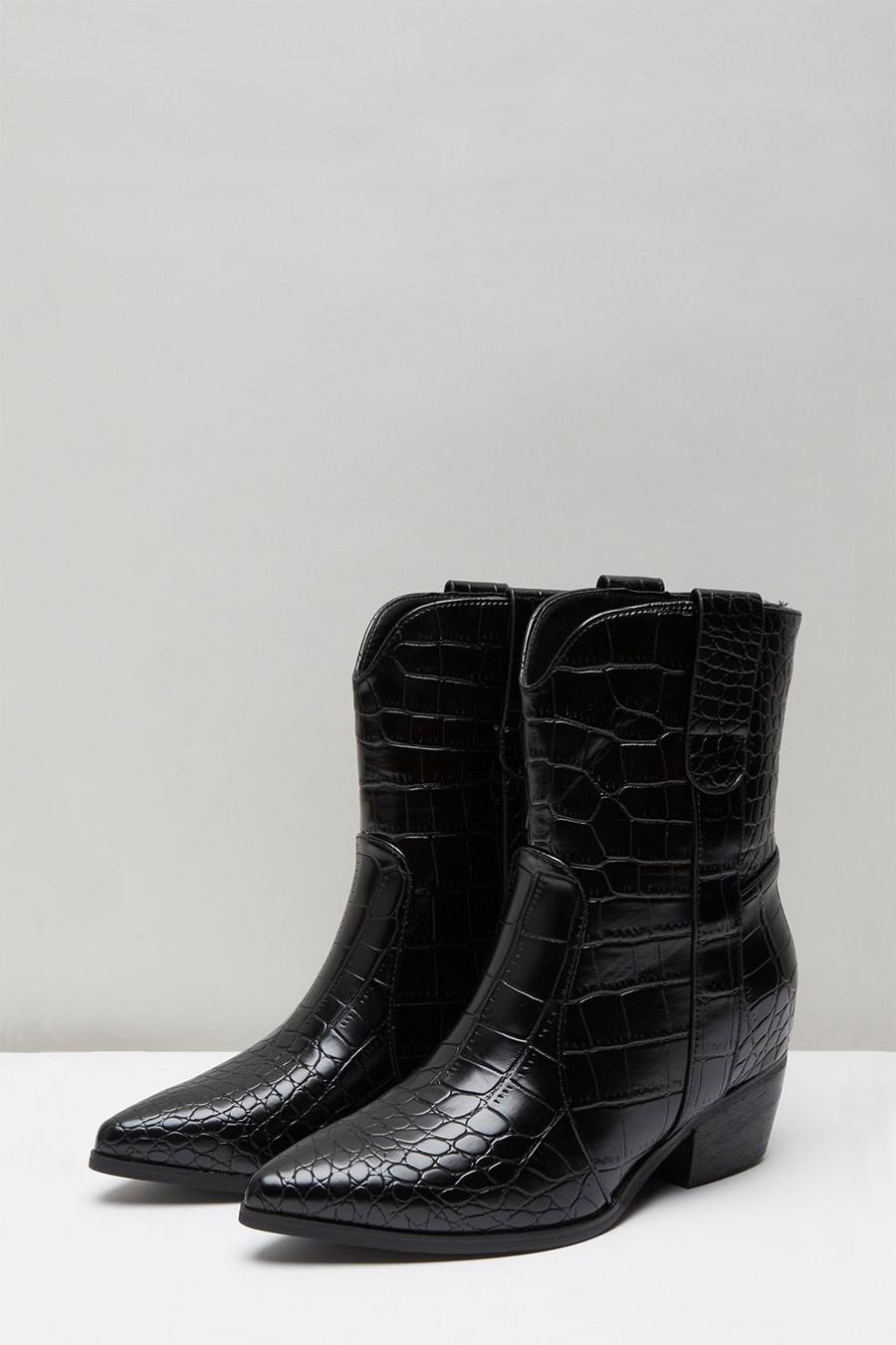 Alexis Croc Detail Western Boots