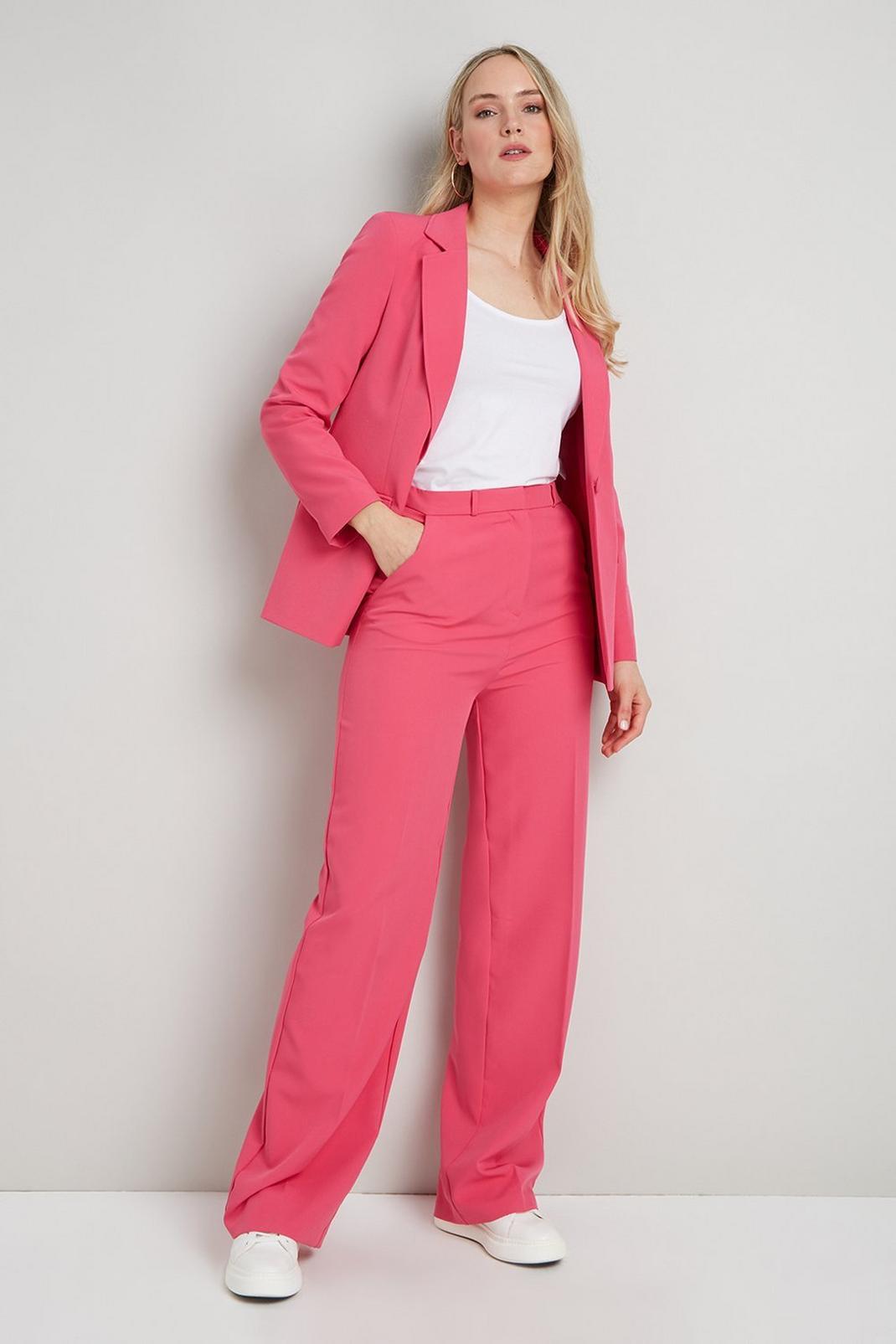 Pink Single Breasted Suit Blazer image number 1