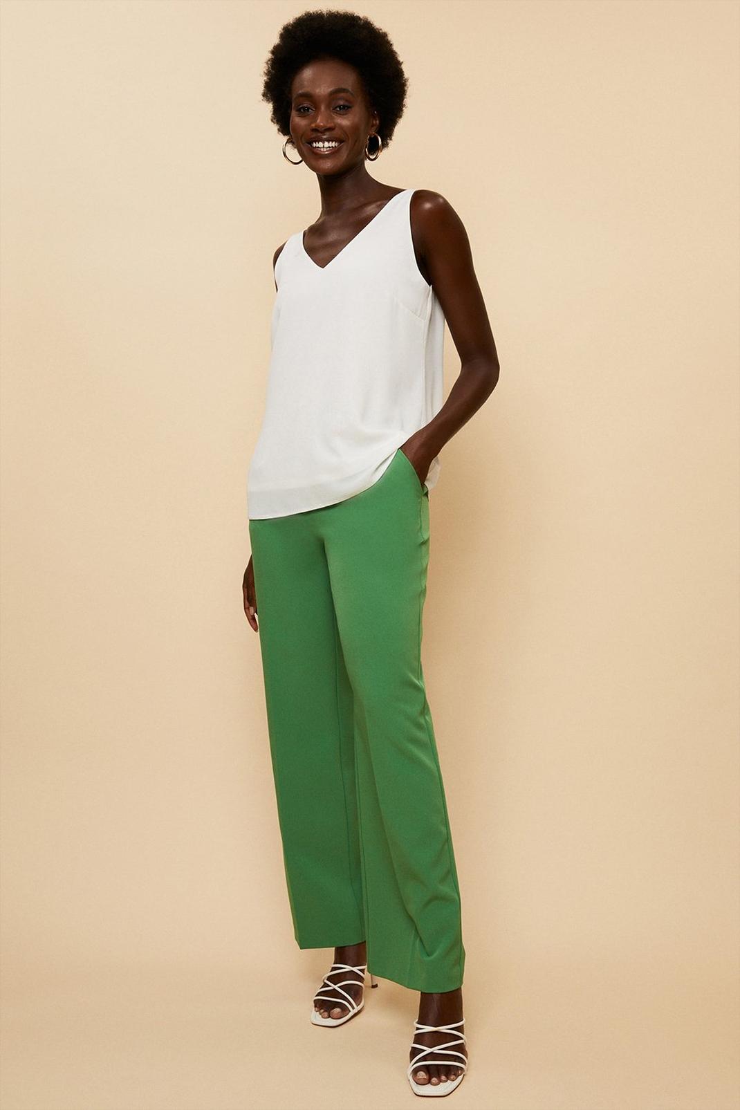 Green Wide Leg Suit Trousers image number 1