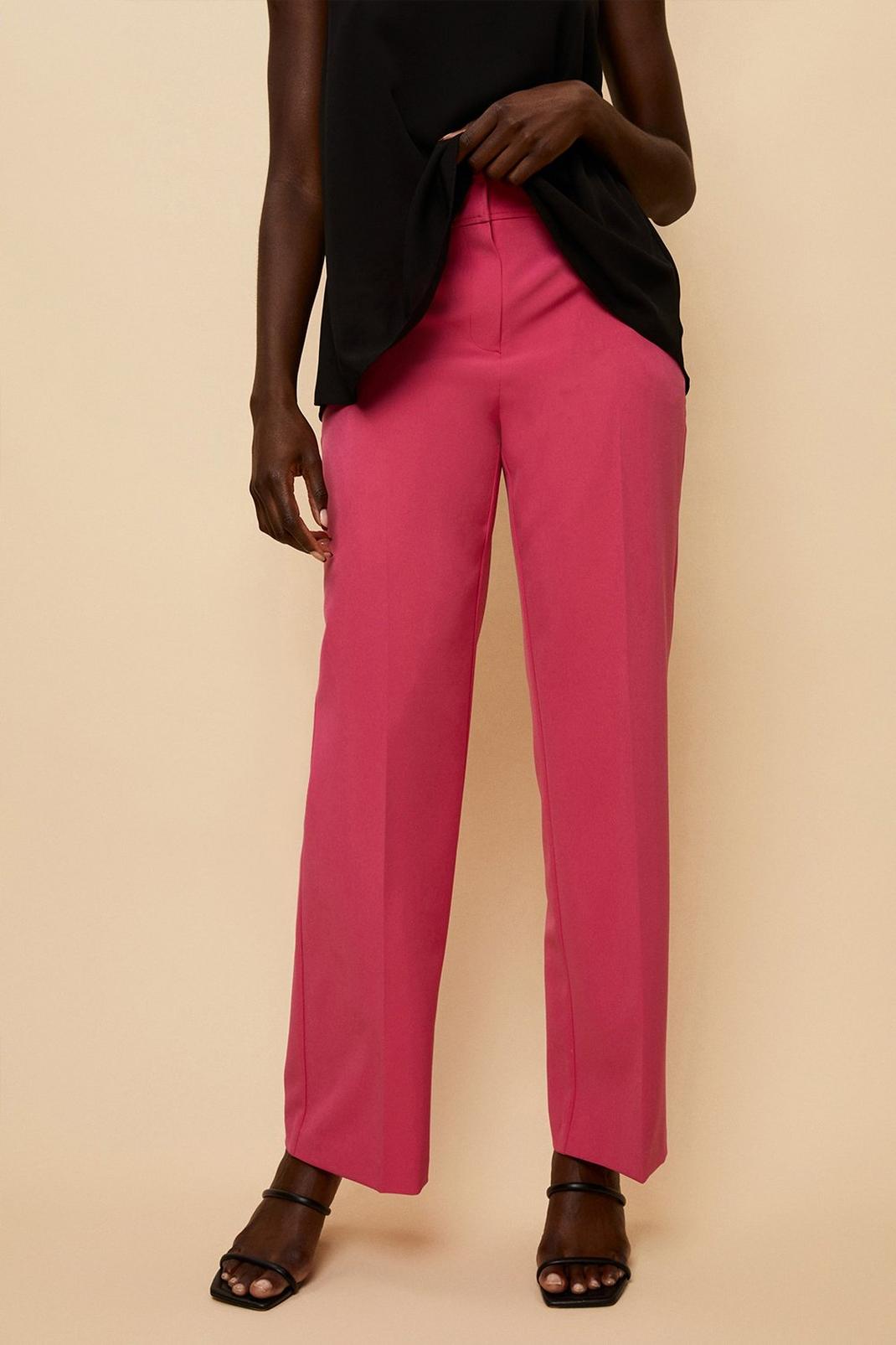 Pink Wide Leg Suit Trousers image number 1
