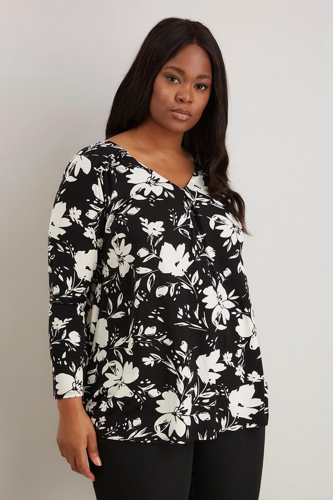 105 Curve Mono Floral Jersey Tunic image number 1