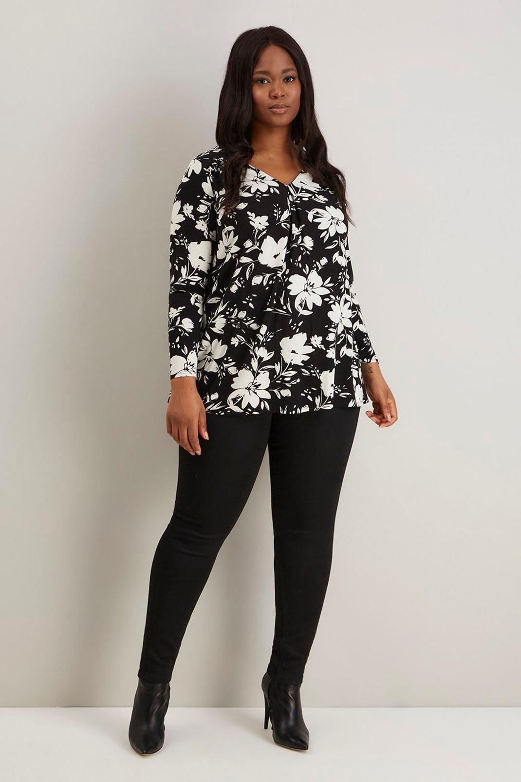 105 Curve Mono Floral Jersey Tunic image number 2