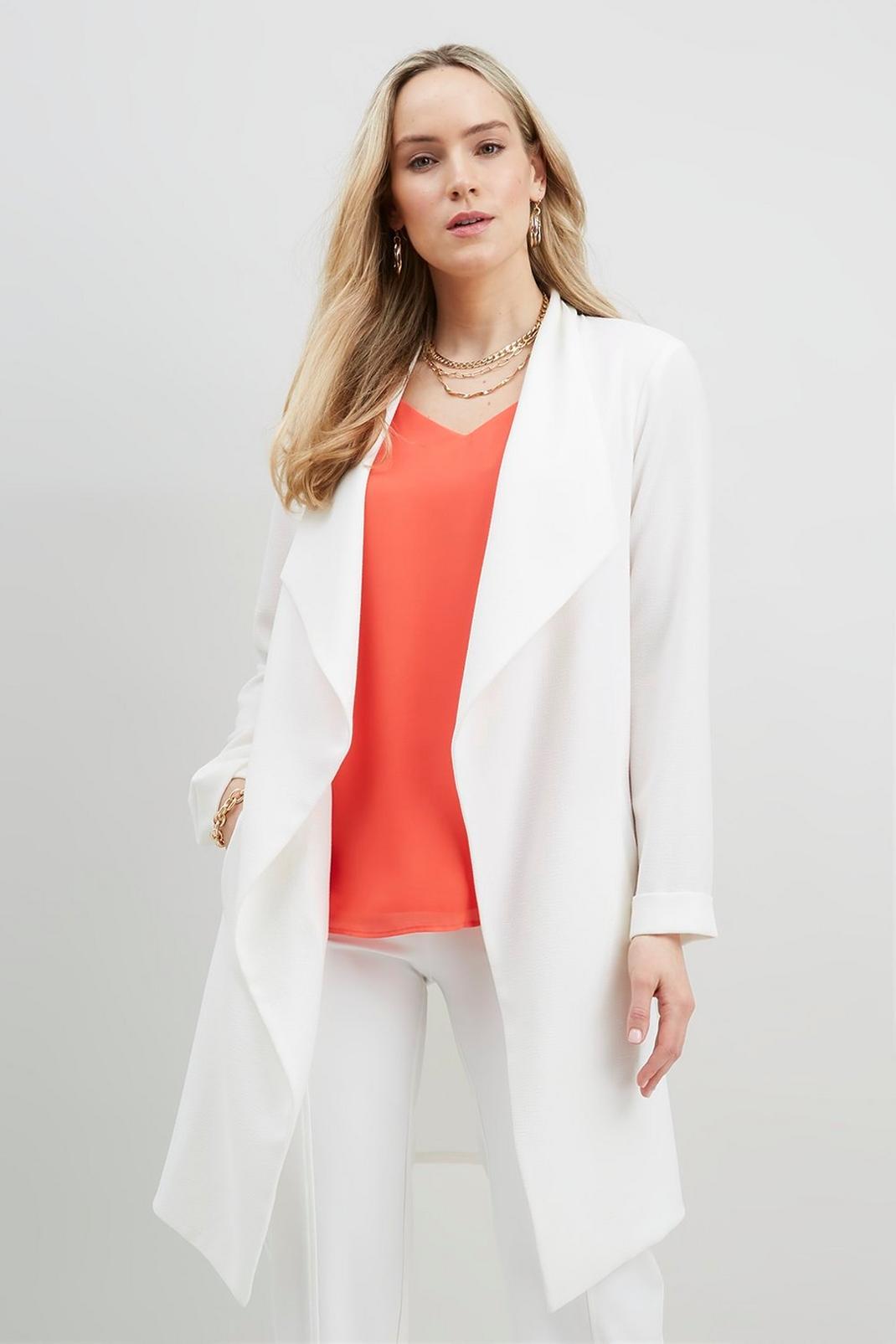Ivory Tall Longline Waterfall Jacket image number 1