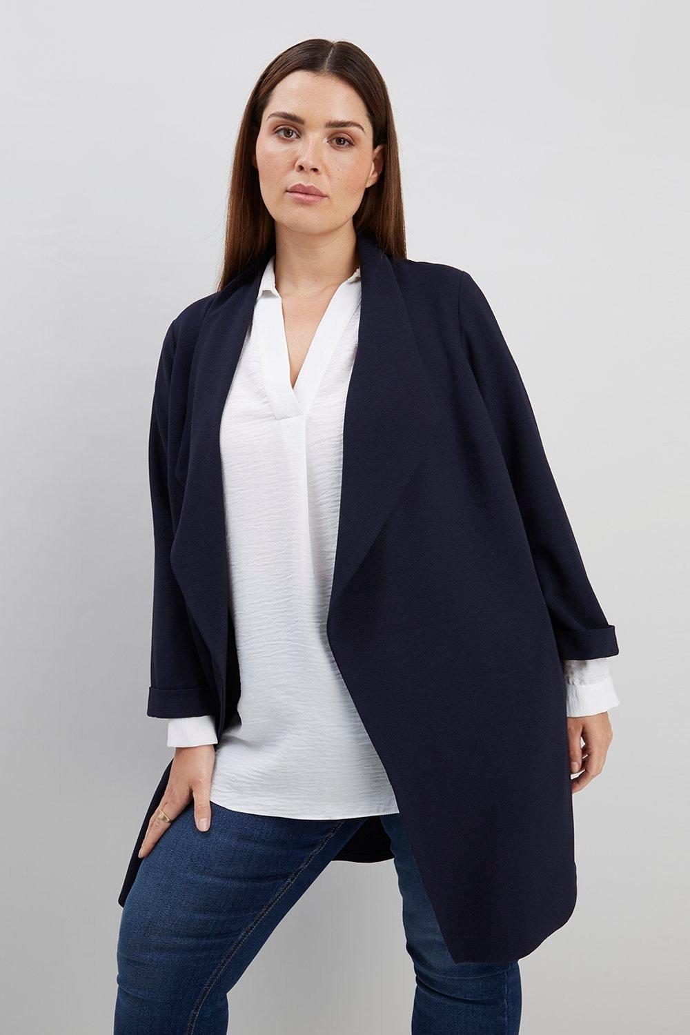 navy waterfall jacket plus size