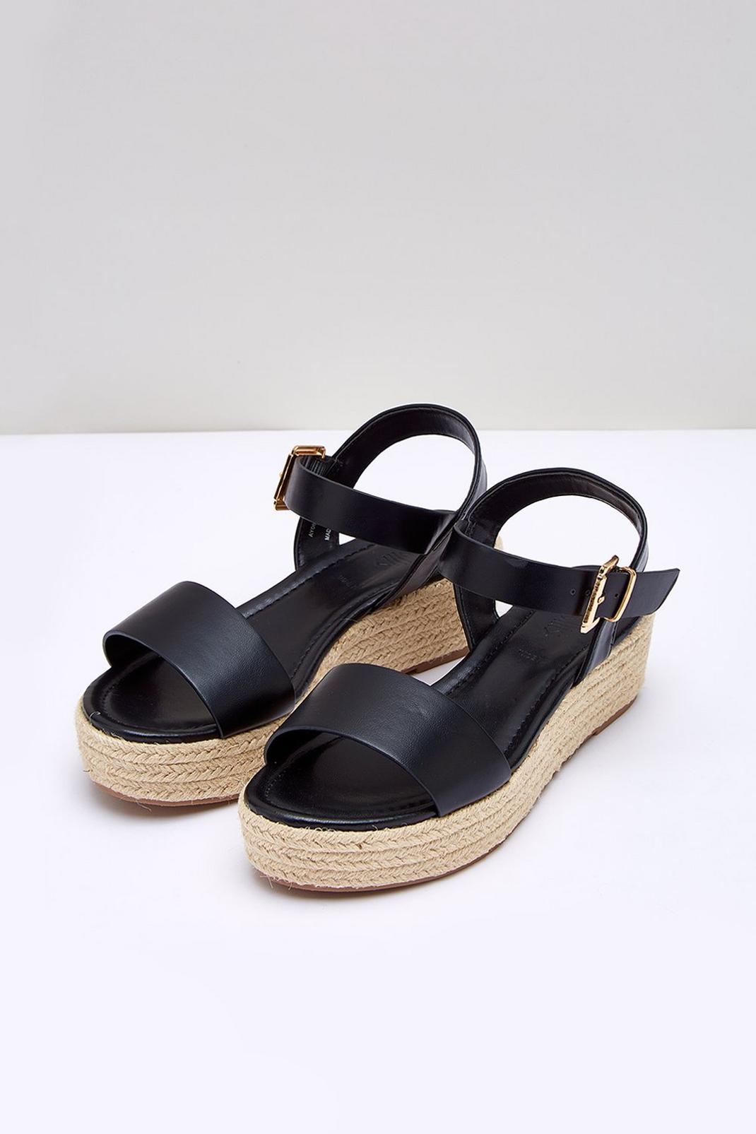 Black Wide Fit Remi Double Strap Wedge  image number 1