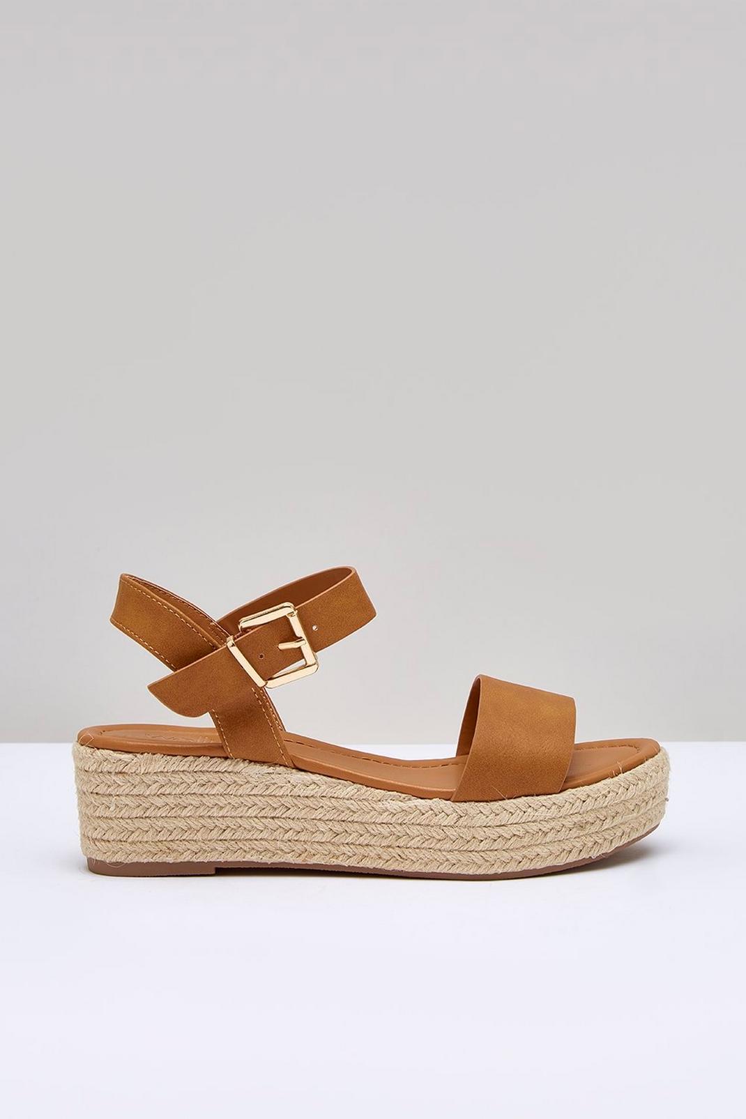 Tan Wide Fit Remi Double Strap Wedge image number 1