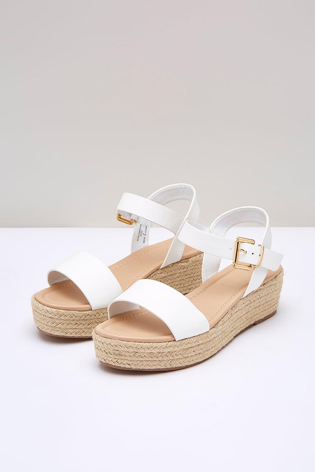 White Wide Fit Remi Double Strap Wedge  image number 1