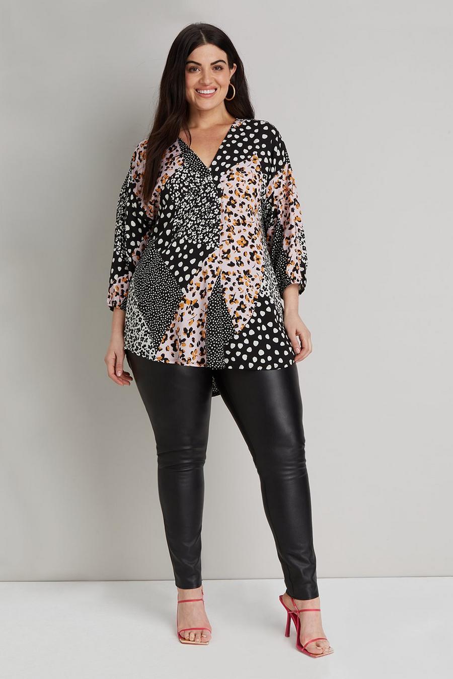 Curve Patchwork Print Over The Head Shirt