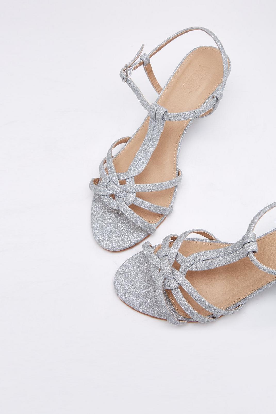 Silver Wide Fit Ryder Strappy Low Wedge Sandal image number 1