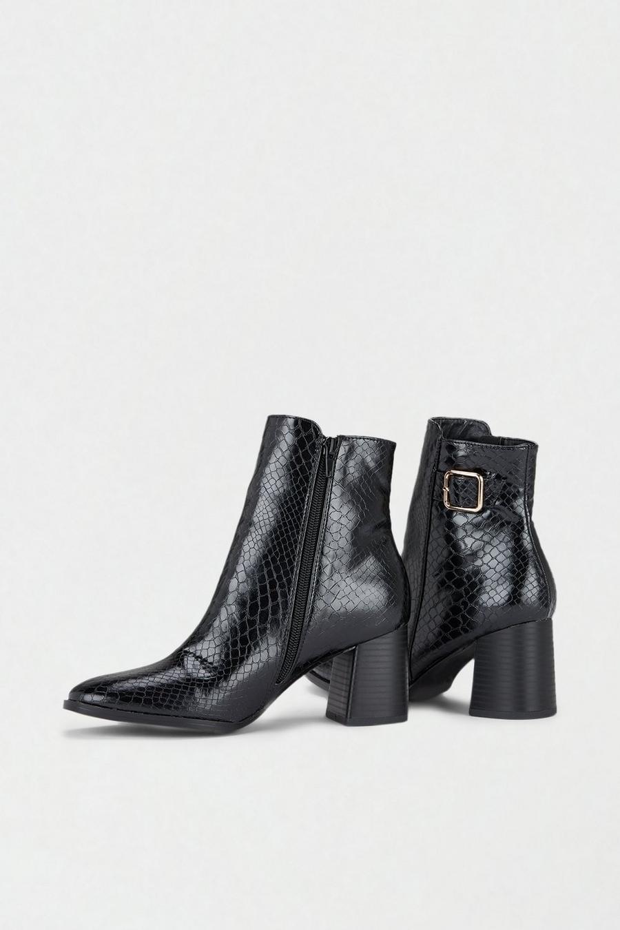 Andrea Buckle Detail Heeled Boot