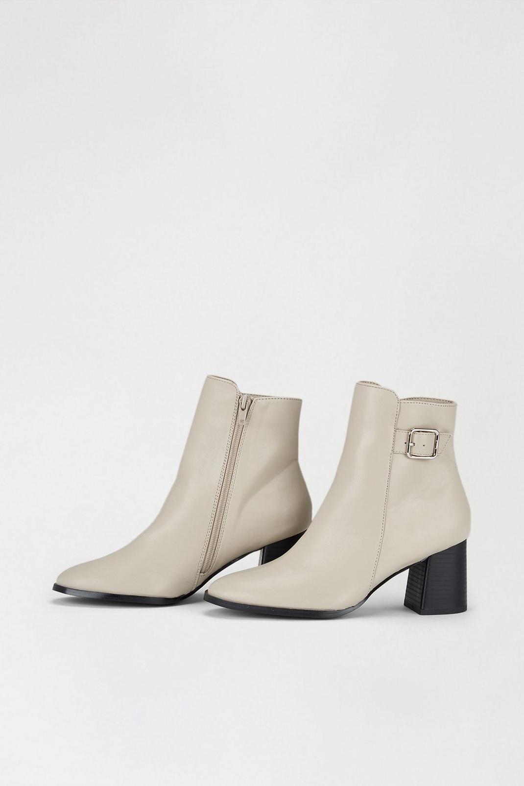 Taupe Andrea Buckle Detail Heeled Boot image number 1