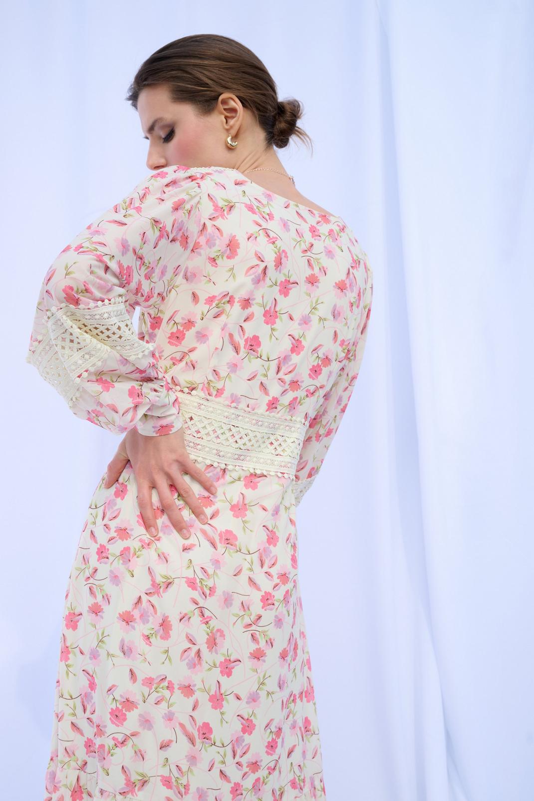 374 Floral Lace Trim Maxi Dress image number 2