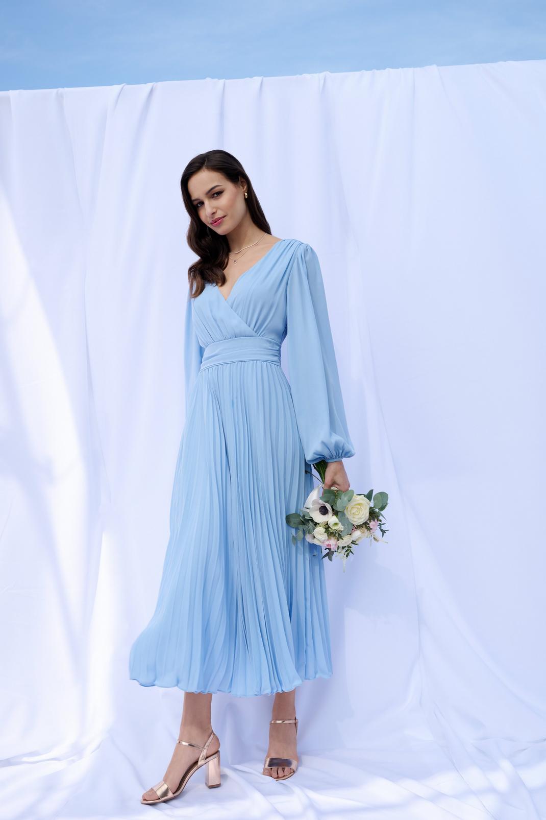 Pale blue Pleated Wrap Maxi Dress image number 1