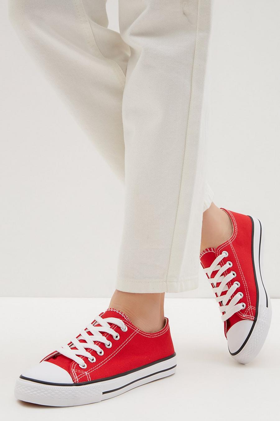 Wide Fit Theodora Canvas Lace Up Trainer