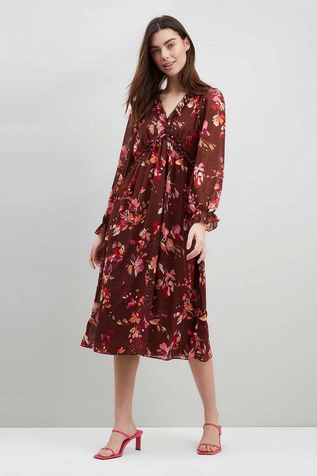 105 Floral Ruffle Midi Dress image number 2