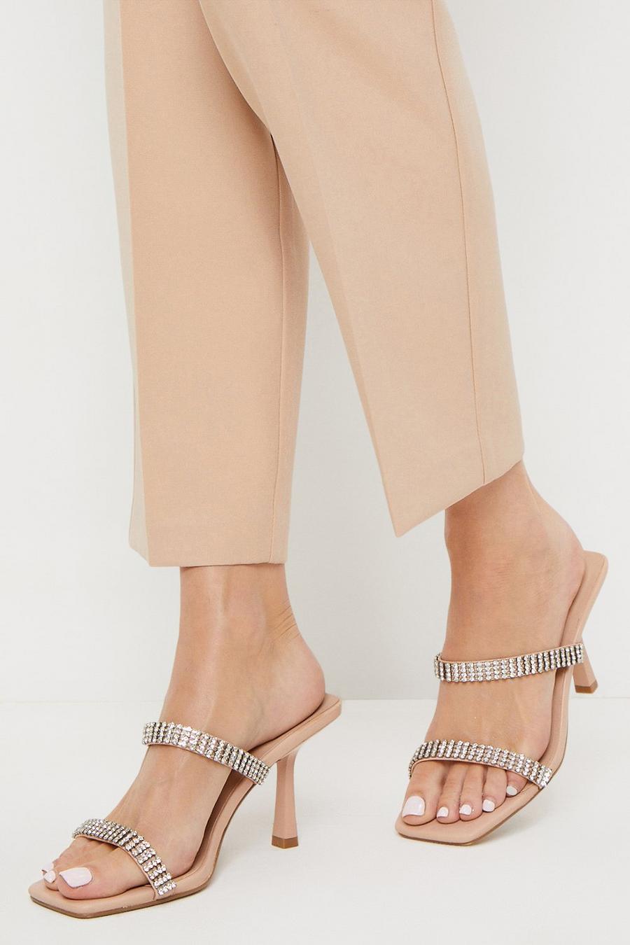 Gianna Double Strap Diamante Heeled Sandals