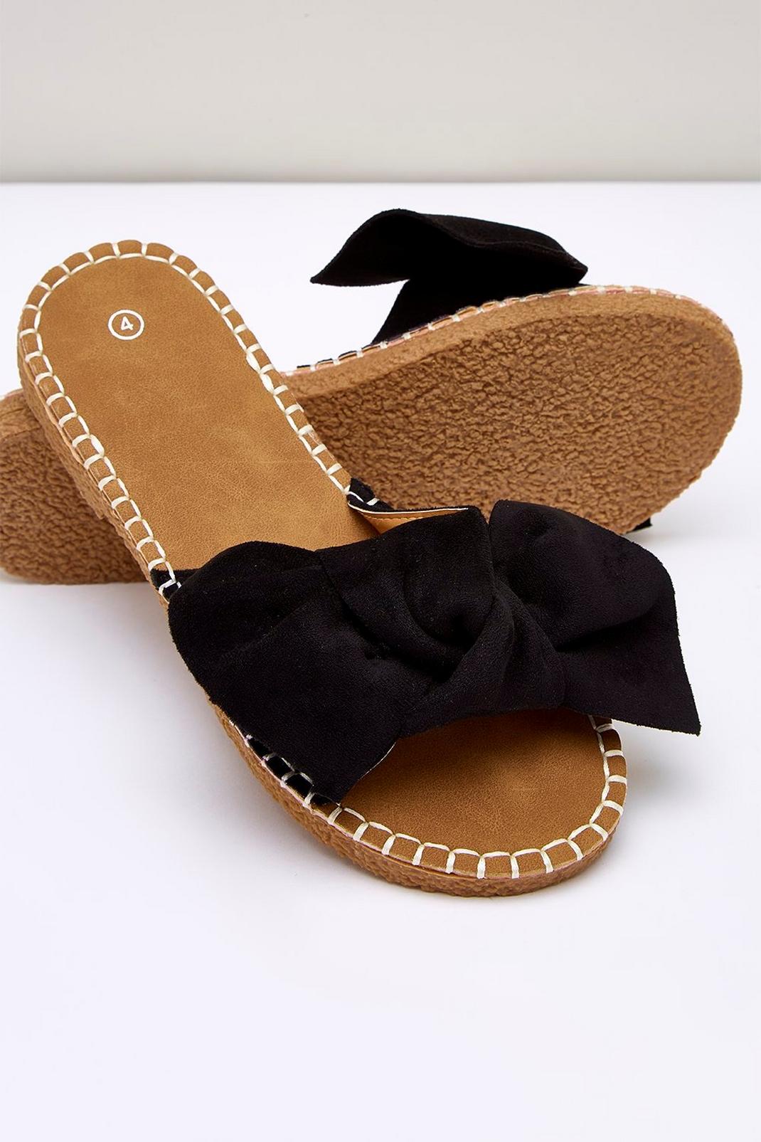 Black Freya Bow Detail Flat Sandal image number 1