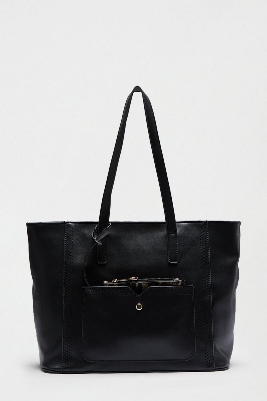 105 Black Tote Bag With Animal Pouch image number 2