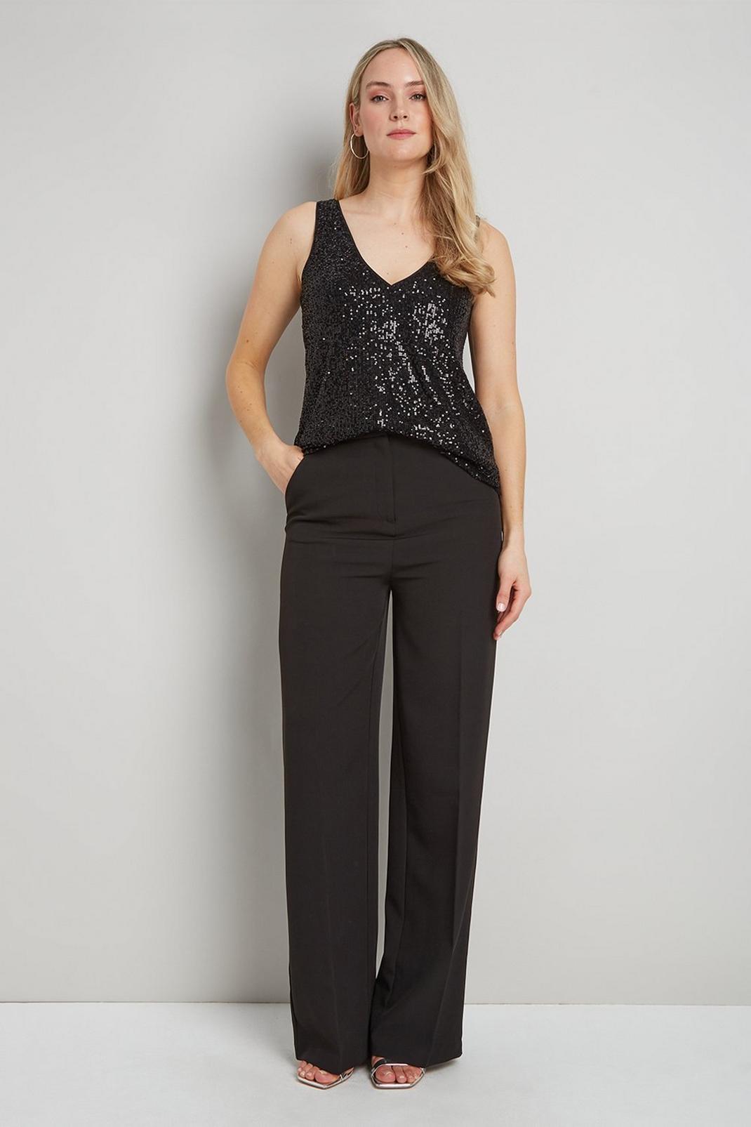 Black Tall Wide Leg Suit Trouser  image number 1