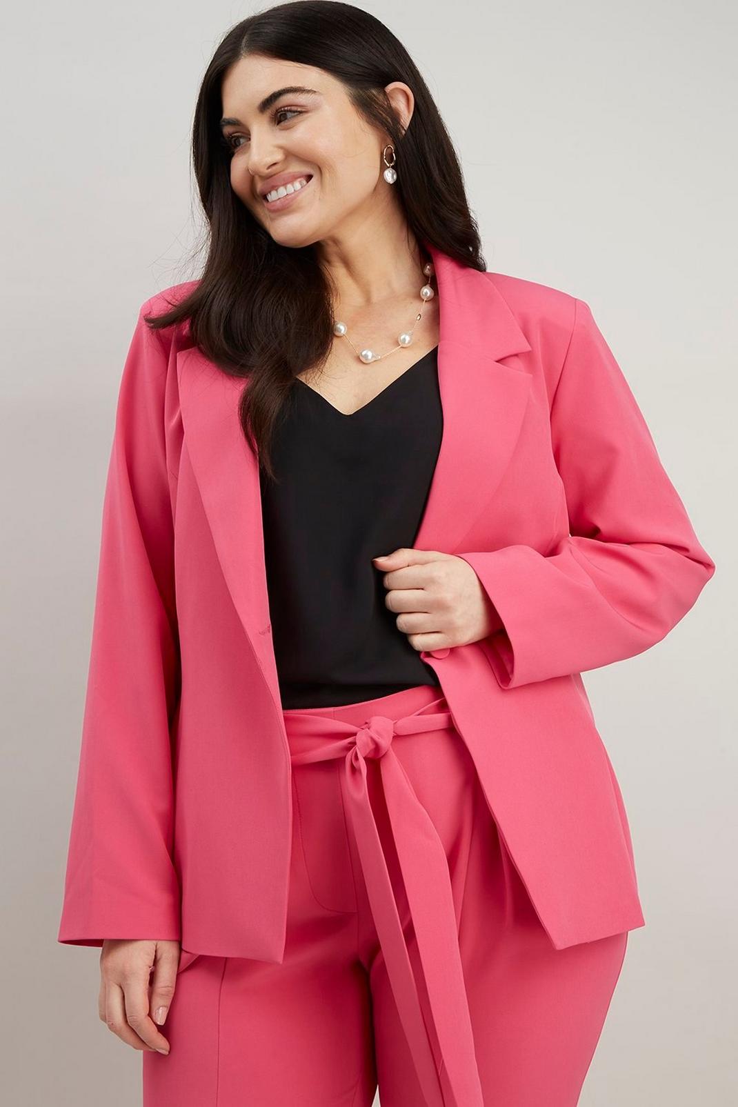 Pink Curve Suit Blazer Jacket image number 1