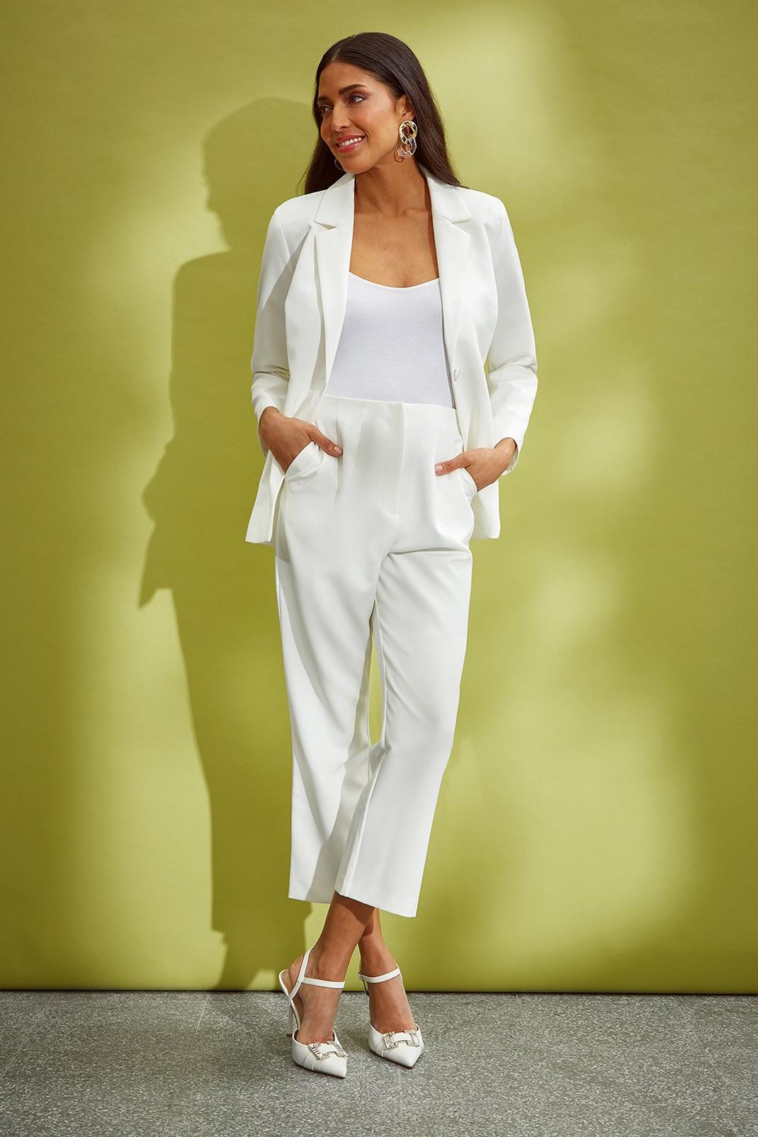 Ivory Flare Crop Suit Trouser image number 1