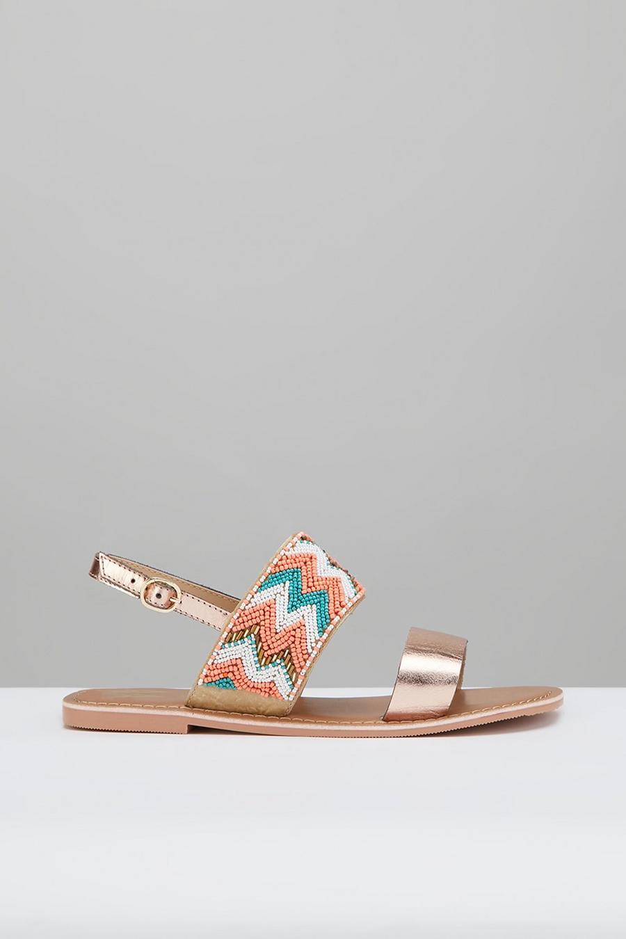 Wide Fit Jasmine Leather Two Strap Sandals