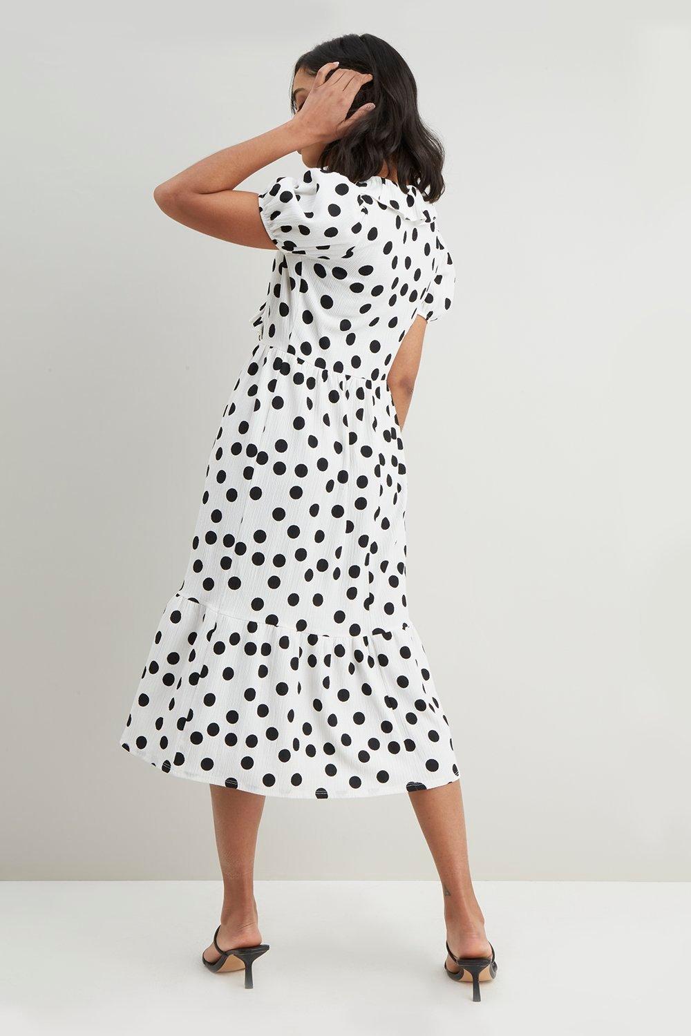 oasis patched spot midi dress