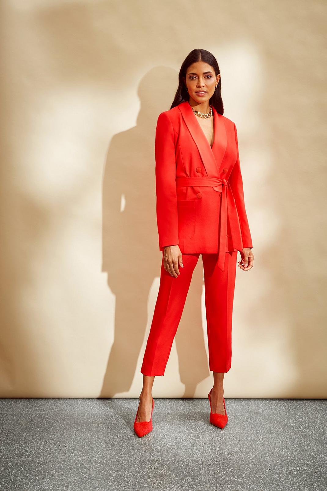 Red Petite Tapered Suit Trouser  image number 1