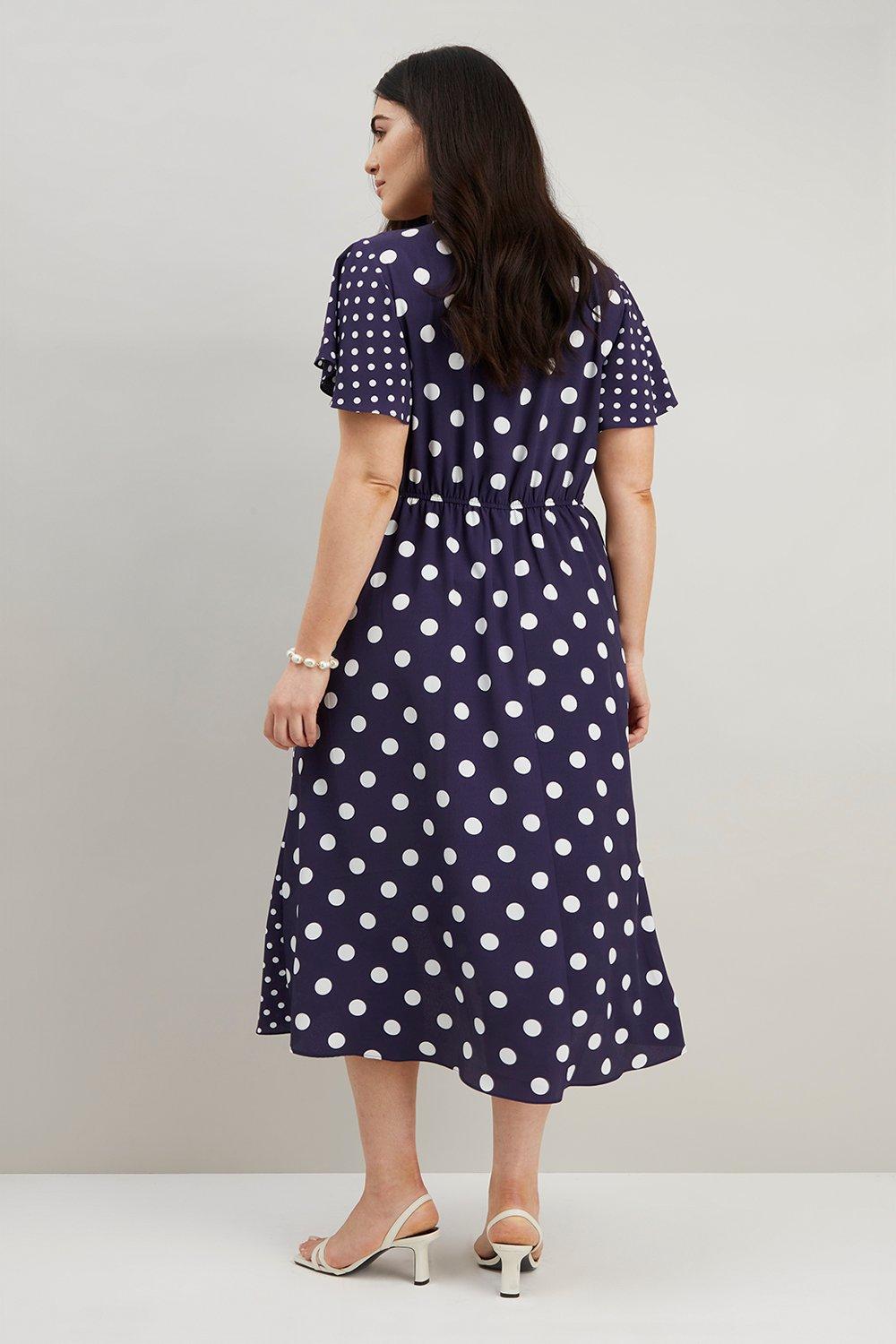 polka dot spliced wrap dress