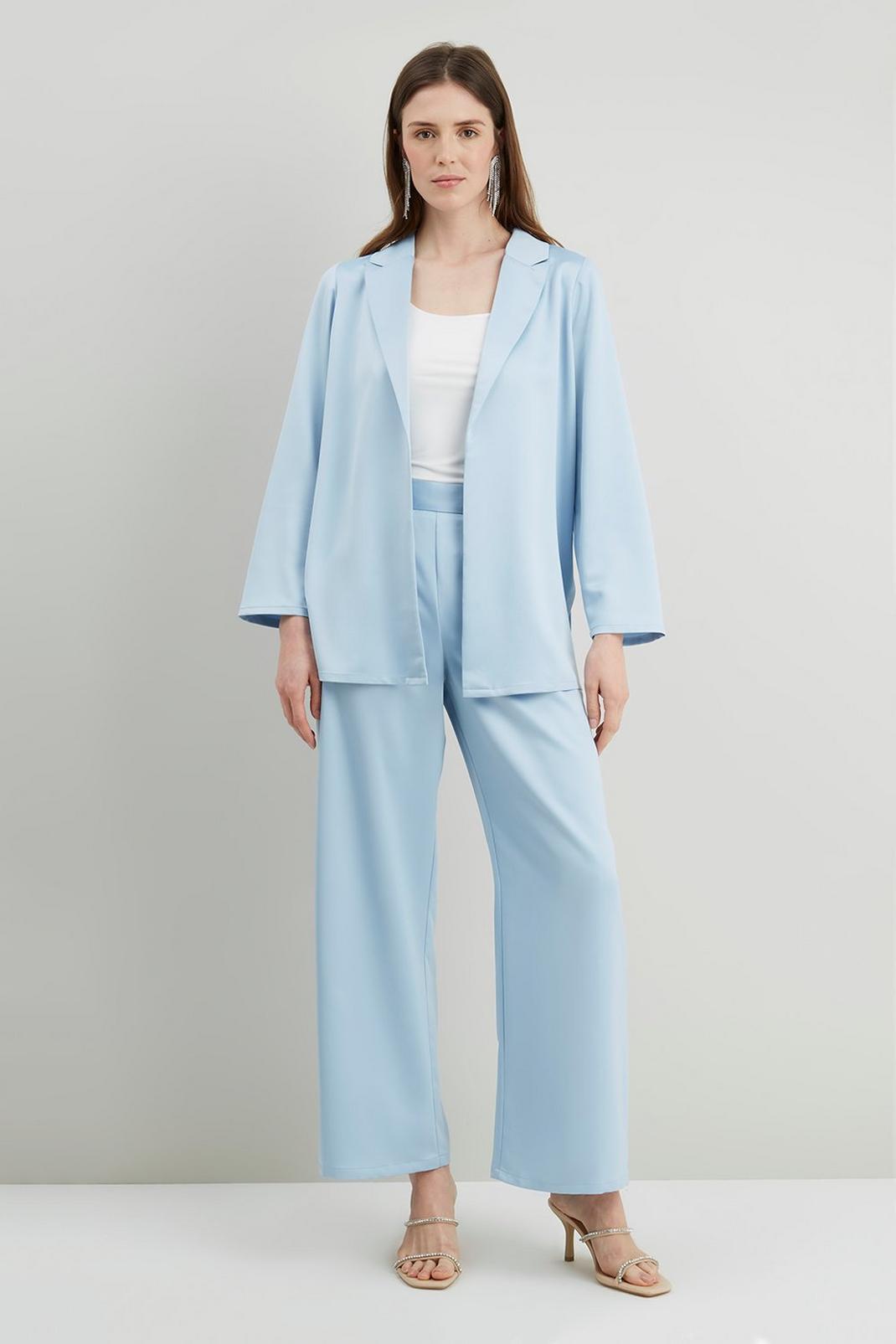 Blue Wide Leg Suit Trousers image number 1