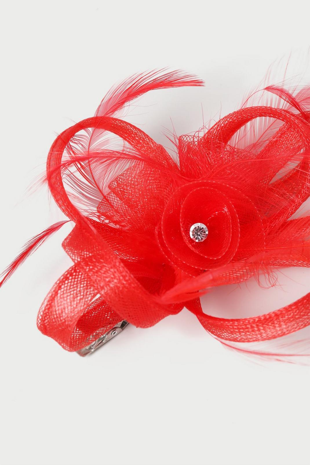 Red Mini Feather Fascinator image number 1