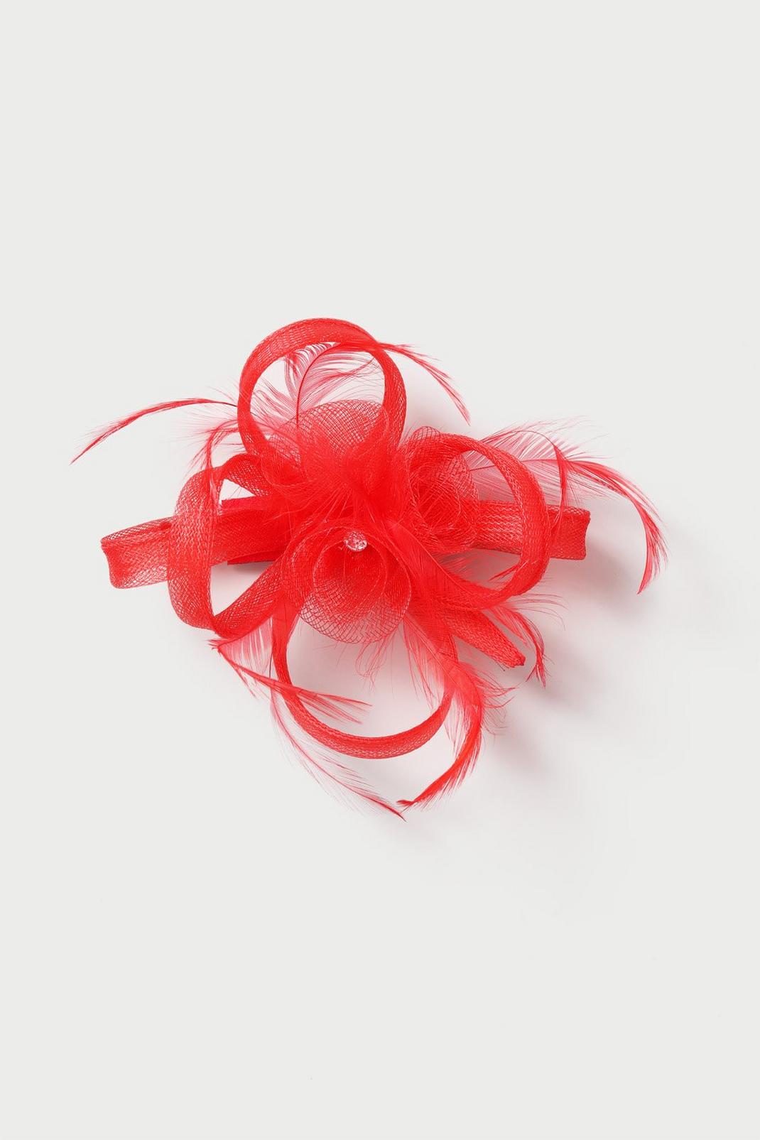 157 Red Mini Feather Fascinator image number 2