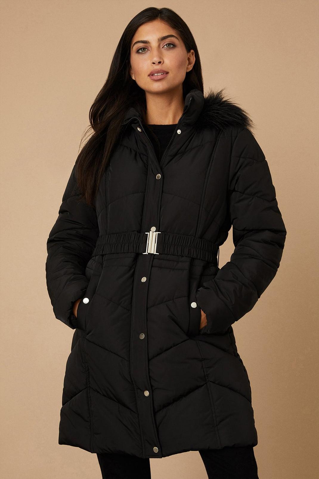Tall Longline Belted Fitted Padded Coat | Wallis EU