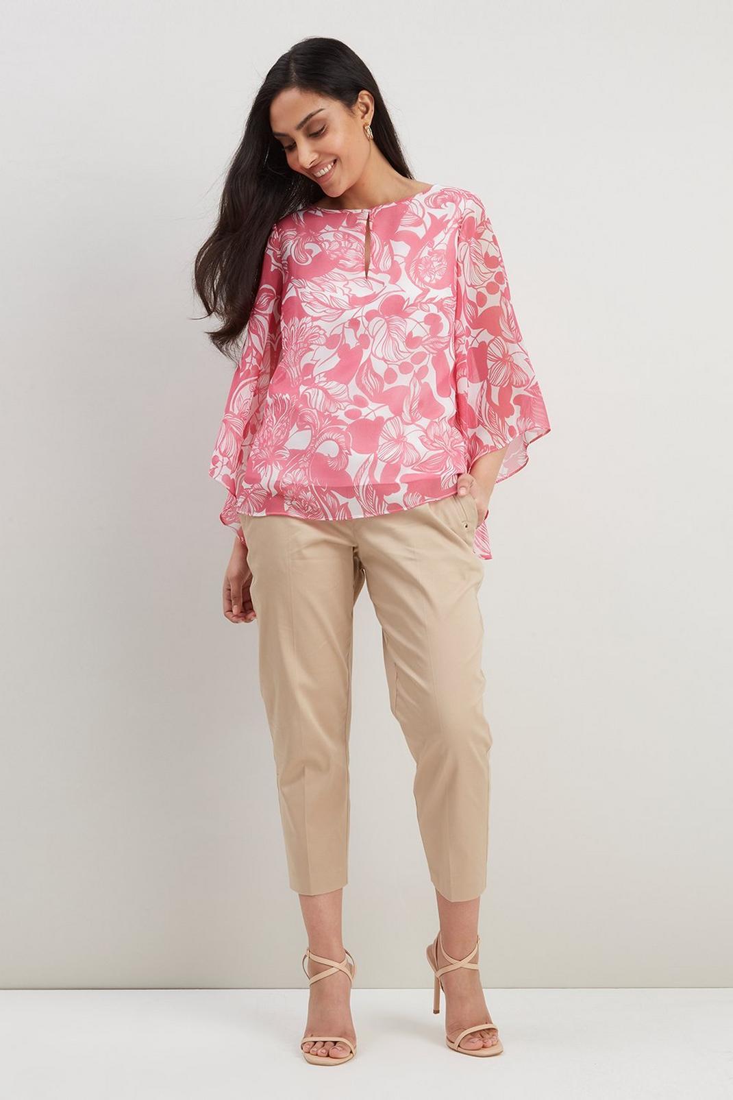 Pink Petite Floral Printed Shell Top image number 1