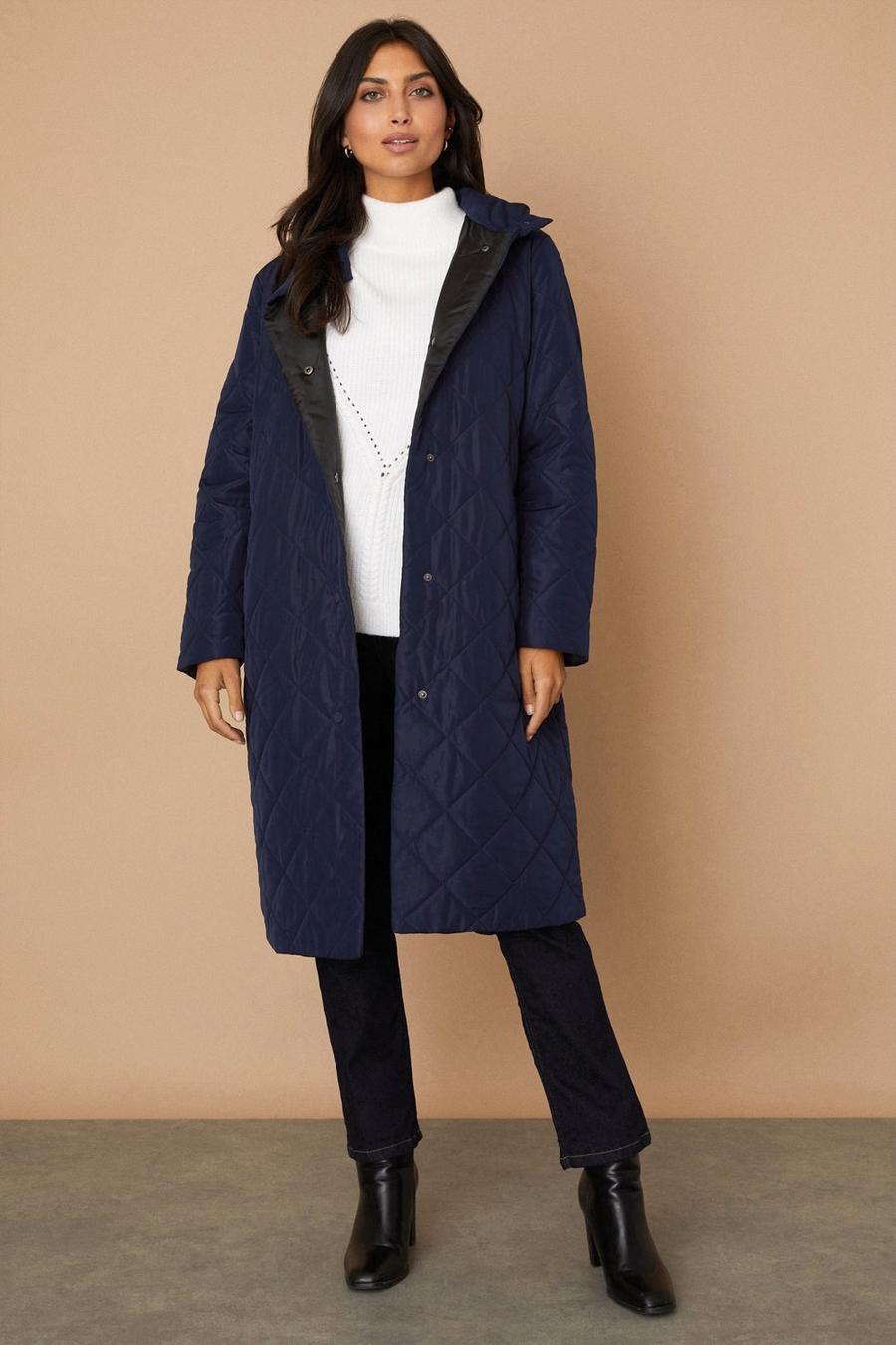 Tall Funnel Neck Belted Padded Coat