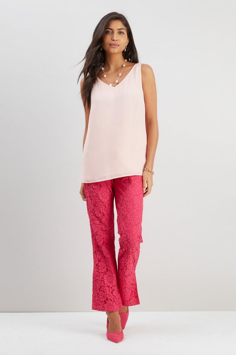 Pink Lace Suit Flare Trousers