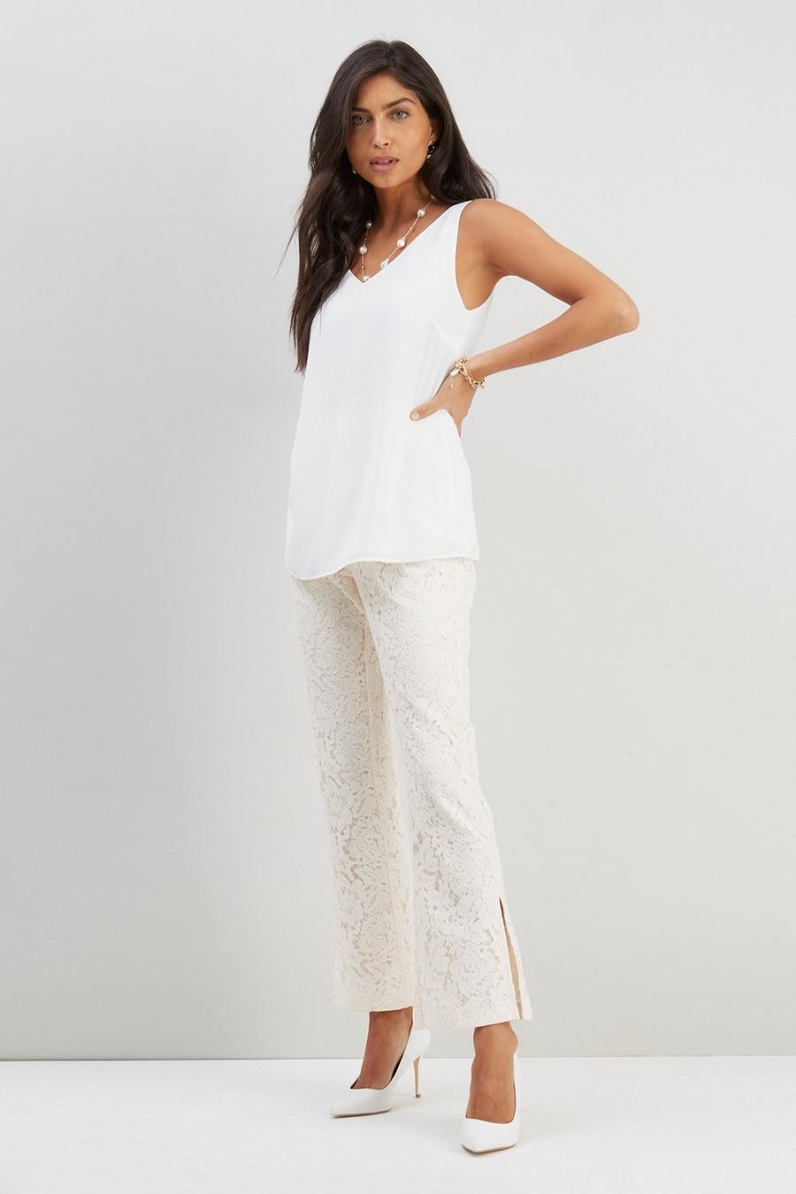 Ivory Lace Suit Flare Trouser