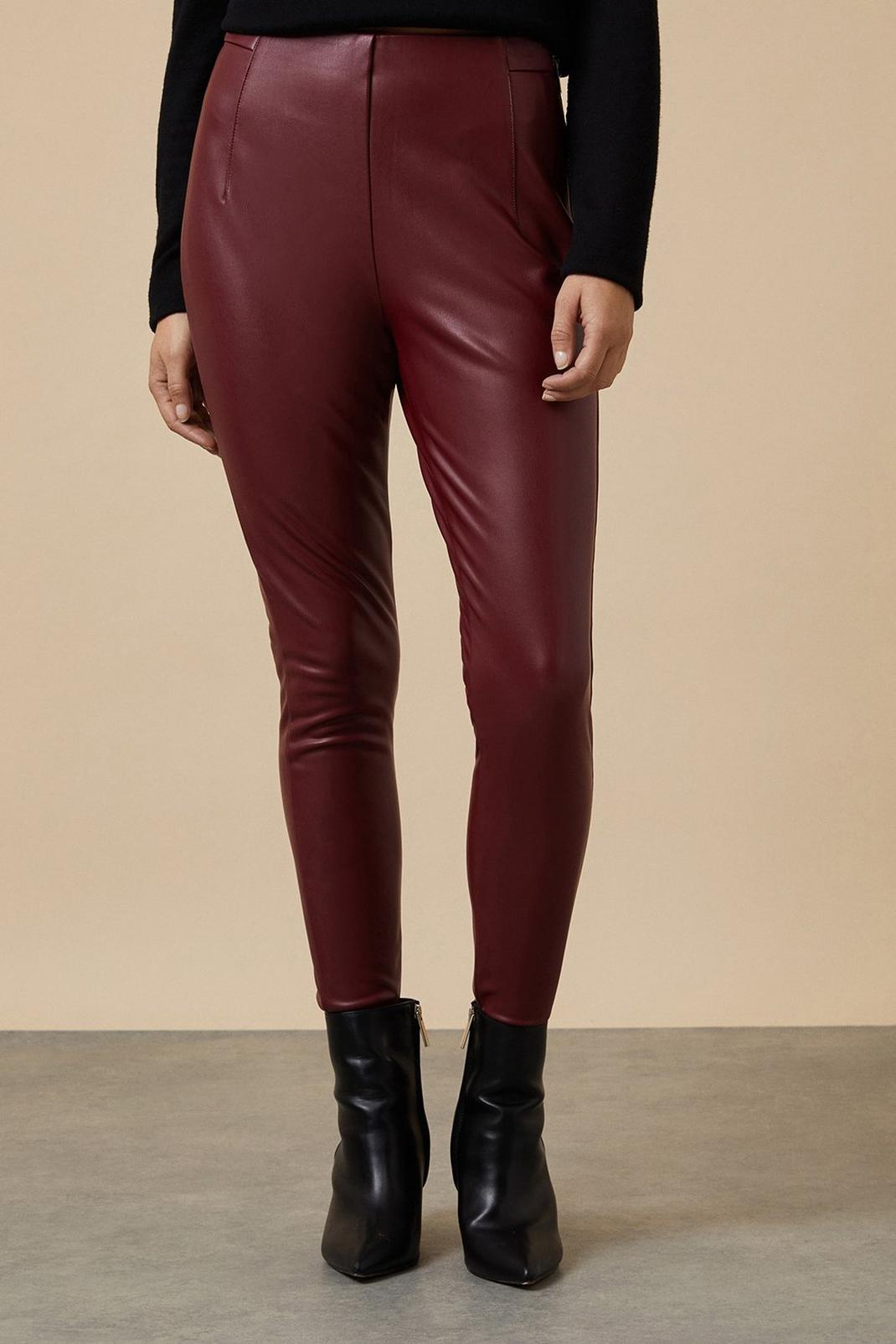 Berry Petite Faux Leather Leggings image number 1